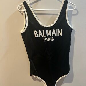 Balmain Black and White Logo Kids Bodysuit